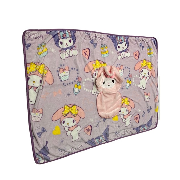 Sanrio Pink My Melody Zip Up Travel Blanket in a Bag - Picture 3 of 6